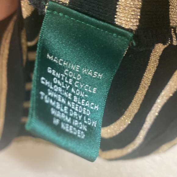 Lauren Ralph Lauren women’s 1X plus black and gold striped top - Picture 3 of 4
